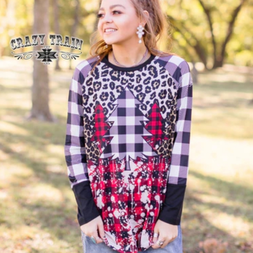 Crazy Train Winter Dayzz Plaid Christmas Tree Top
